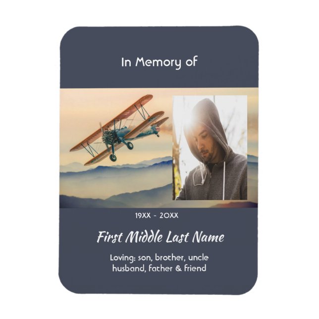 Magnet Flexible Memorial Keepsake  Clouds Biplane Sky (Vertical)