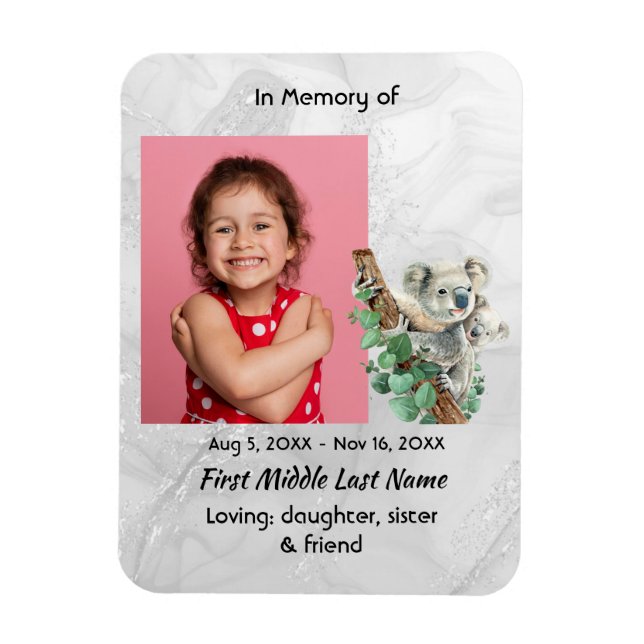 Magnet Flexible Memorial Keepsake Cute Little Koala Children   (Vertical)