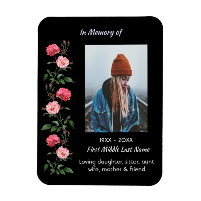 Magnet Flexible  Memorial Keepsake  Roses Garden Flowers (Vertical)