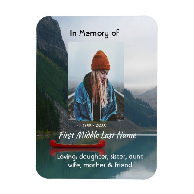 Magnet Flexible Memorial Keepsake Wilderness Lake Canoe (Vertical)