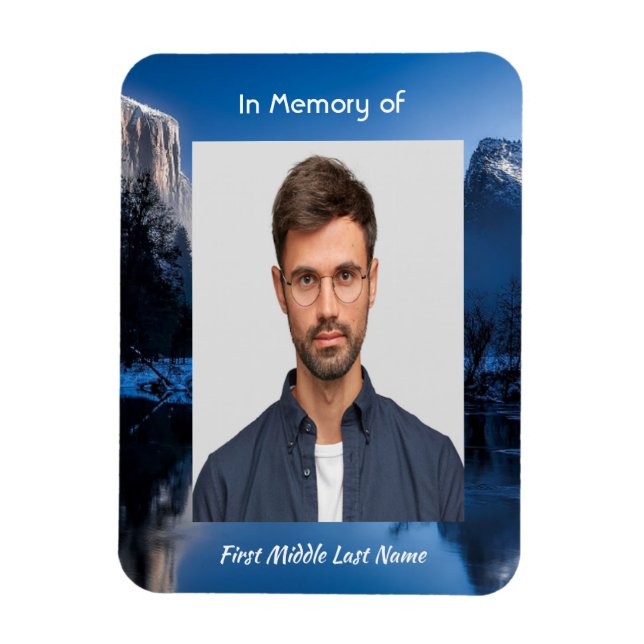 Magnet Flexible  Memorial Photo Mountain Lake Winter Snow (Vertical)