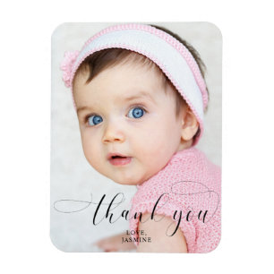 Magnet Flexible Merci Bébé Anniversaire Photo Elegant Swashes