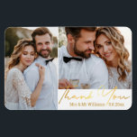Magnet Flexible merci, collage de photos de mariage écriture manus<br><div class="desc">photos par freepik.com 
Collage de 2 photos de mariage avec écriture manuscrite dorée élégante Merci aimant,  personnalisé</div>