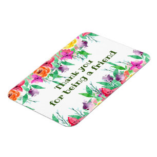 Magnet Flexible Merci d'être mon ami design floral