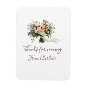 Magnet Flexible merci d'être venu bouquet floral vert bleu nom