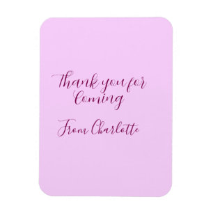 Magnet Flexible merci d'être venu nom du texte message mauve