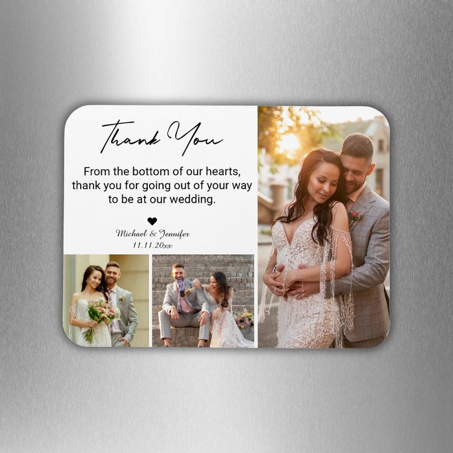 Magnet Flexible merci mariage 3 photos collage moderne chic (Créateur téléchargé)