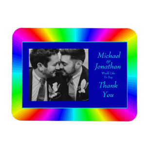Magnet Flexible Merci Mariage arc-en-ciel brillant coloré
