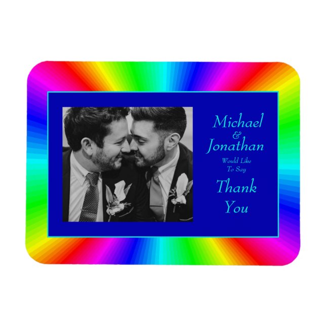Magnet Flexible Merci Mariage arc-en-ciel brillant coloré (Horizontal)