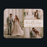 Magnet Flexible Merci Mariage photo en or rose pour toujours et to<br><div class="desc">Célébrez votre histoire d'amour avec l'aimant de Merci photo Forever & Always Pink Gold Photo Mariage, une façon magnifique et durable d'express votre gratitude à la famille et aux amis. Conçu avec un élégant collage en trois photos, cet aimant vous permet de présenter vos moments mariages préférés, capturant la magie...</div>
