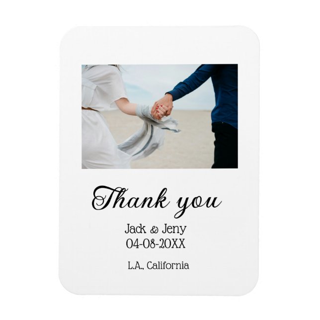 Magnet Flexible Merci moderne simple mariage nom de couple message (Vertical)