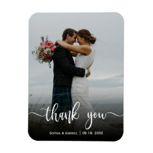 Magnet Flexible Merci photo Mariage lettres main moderne