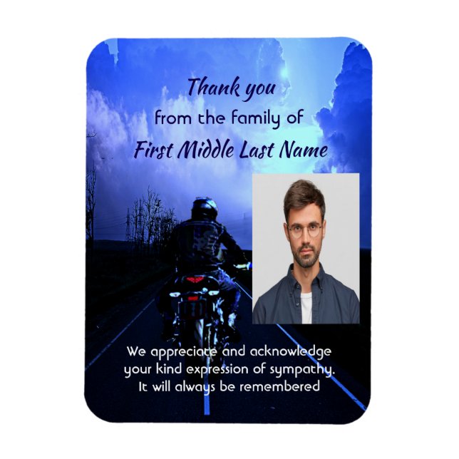 Magnet Flexible Merci photo Memorial Motorcycle Biker (Vertical)