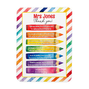 Magnet Flexible merci professeur Appréciation crayons poème