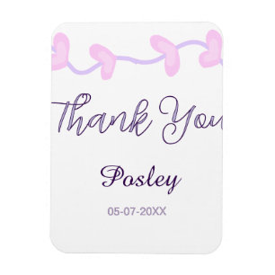 Magnet Flexible merci rose violet pastel mariage nom date lea