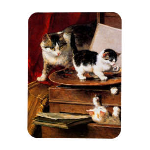 Magnet Flexible Mère Chat et chatons sur table