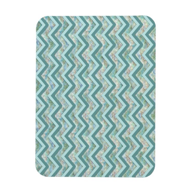 Magnet Flexible Mère de Pearl Turquoise ZigZag (Vertical)