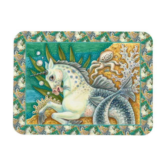 MAGNET FLEXIBLE MERHORSE & OCTOPUS BLANC, CHEVAL UNICORN IMAGINAIR (Horizontal)