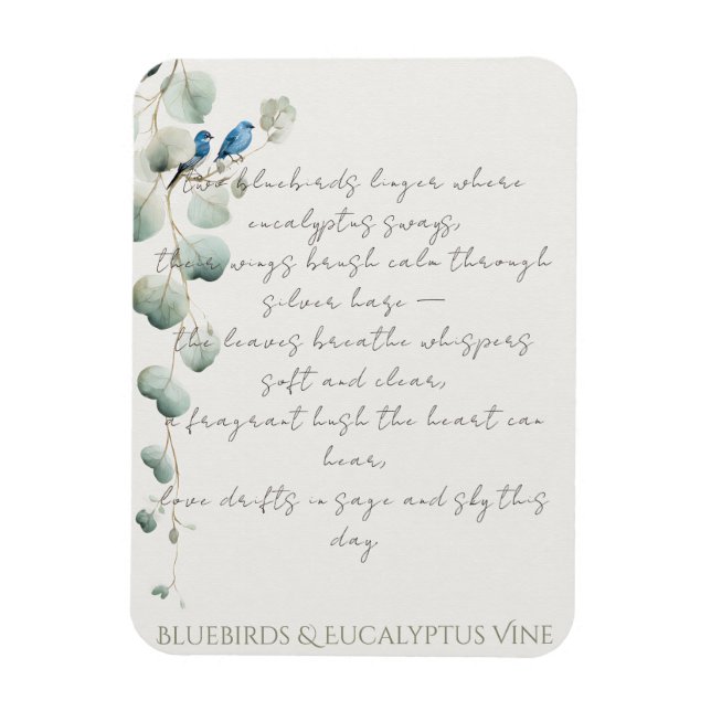 Magnet Flexible Merles bleus et vigne d'eucalyptus (Vertical)
