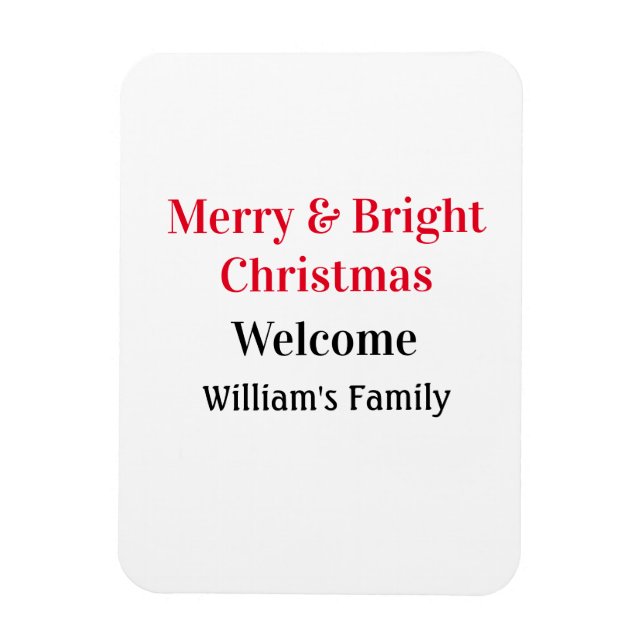 Magnet Flexible Merry Bright Christmas ajouter nom de famille bien (Vertical)