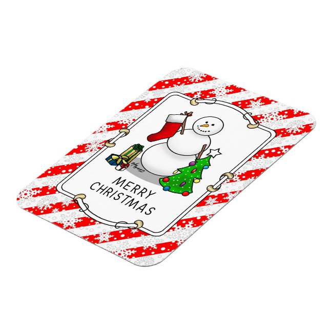 Magnet Flexible Merry Christmas 2 Tree Stocking Snowman (Côté Gauche)
