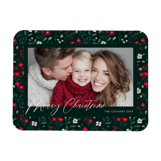 Magnet Flexible Merry Christmas Holy Berries Background (Horizontal)