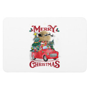 Magnet Flexible Merry Christmas Vintage Red Santa Truck