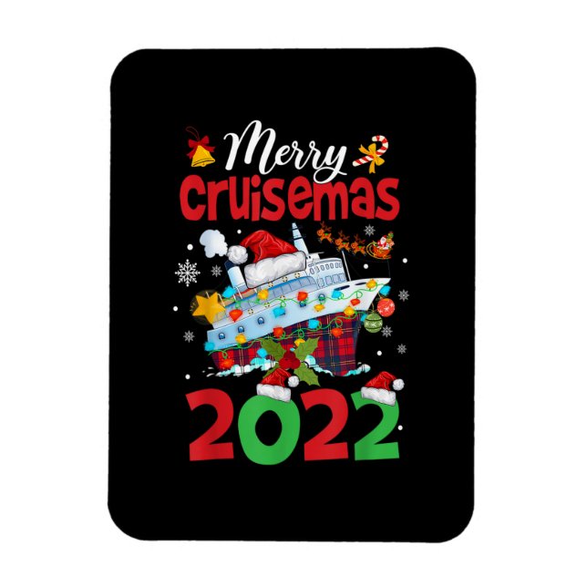 Magnet Flexible Merry Cruisemas Funny Père Noël Cruise Plaid Noël (Vertical)