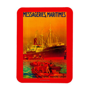 Magnet Flexible Messageries Maritimes Poster Vintage Europe