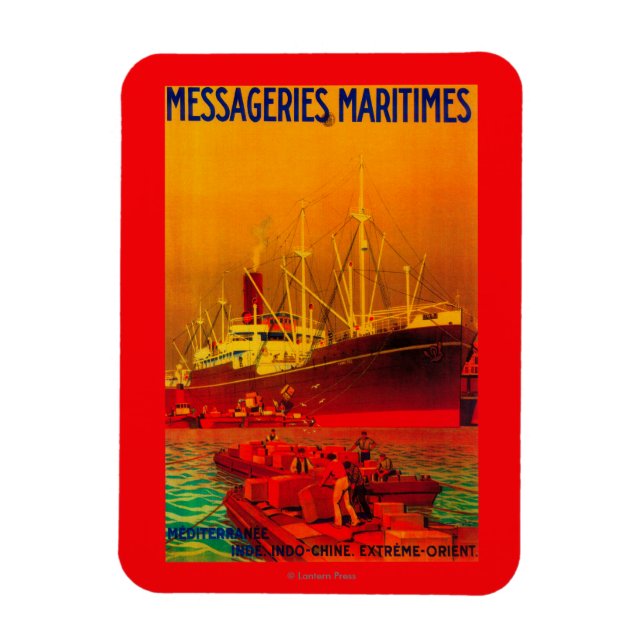 Magnet Flexible Messageries Maritimes Poster Vintage Europe (Vertical)