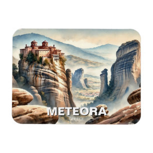 Magnet Flexible Meteora Grèce Tourisme Paysage vintage