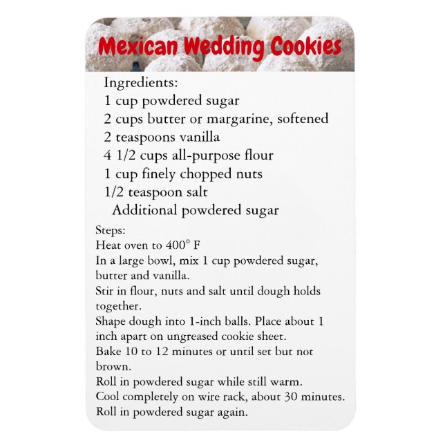 Magnet Flexible Mexique Mariage Cookies Recette Aimant Réfrigérate (Vertical)