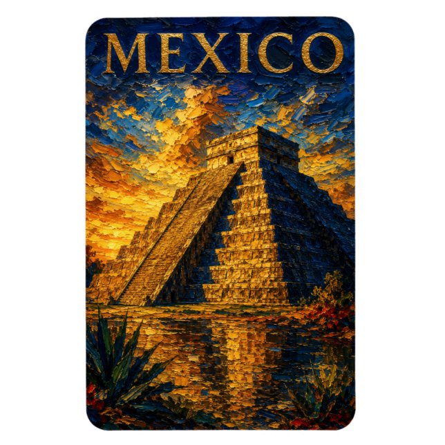 Magnet Flexible Mexique : Souvenir d'art de Chichen Itza au couche (Vertical)