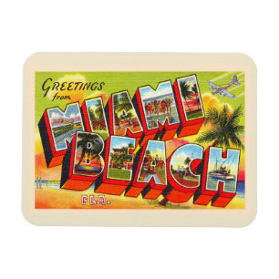 Magnet Flexible Miami Beach Florida Vintage Large Letter Postcard