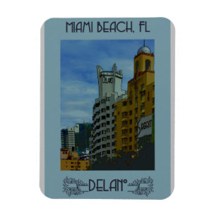 Magnet Flexible Miami Beach Florida Vintage Travel Poster