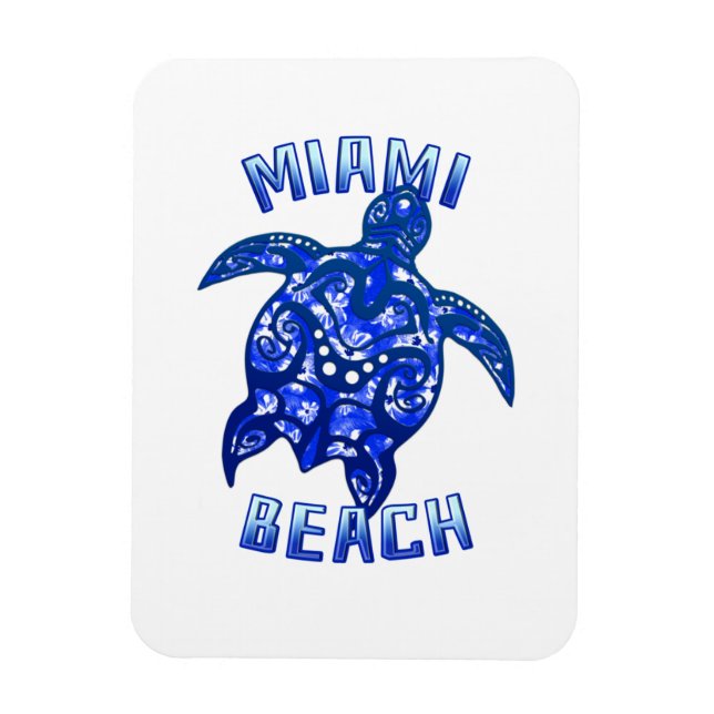 Magnet Flexible Miami Beach Floride Vacances Tortue Tribale (Vertical)