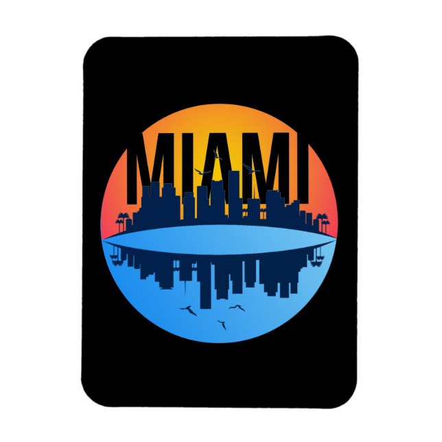 Magnet Flexible Miami Florida Cityscape Skyline Photo (Vertical)