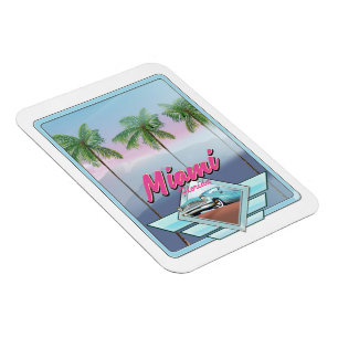 Magnet Flexible Miami Florida Vintage travel poster