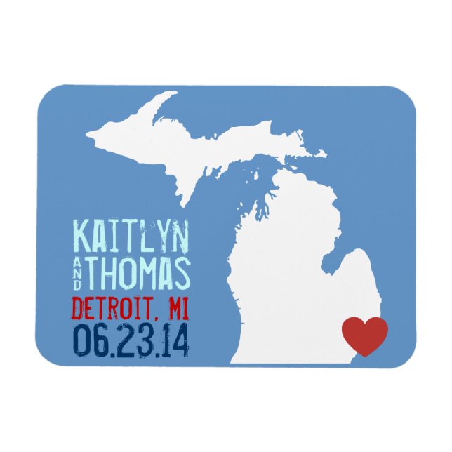 Magnet Flexible Michigan Enregistrer la date - Ville personnalisab (Horizontal)