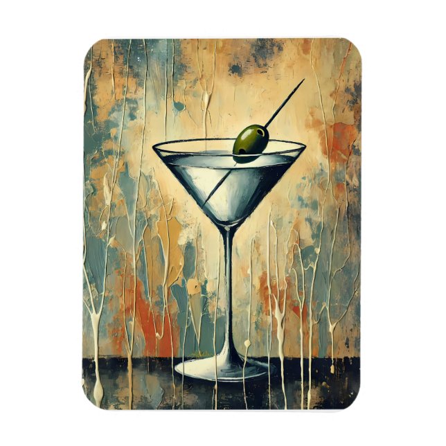 Magnet Flexible Mid Century Mixed Media Martini Art (Vertical)