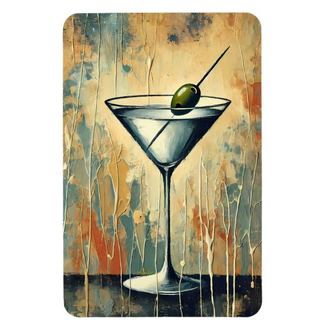 Magnet Flexible Mid Century Mixed Media Martini Art (Vertical)
