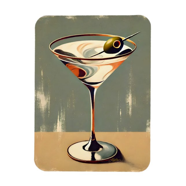 Magnet Flexible Mid Century Modern 1 Peinture de Martini aux olive (Vertical)