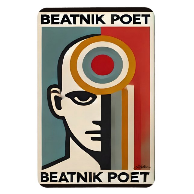 Magnet Flexible Mid Century Modern Art Beatnik Poet (Vertical)
