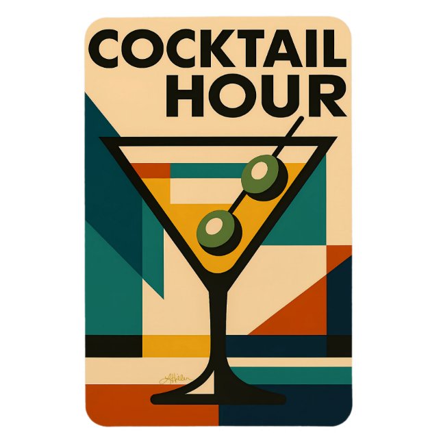 Magnet Flexible Mid Century Modern Bauhaus Cocktail Hour Martini (Vertical)