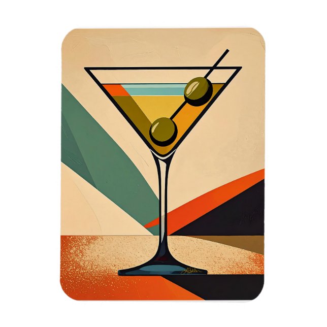 Magnet Flexible Mid Century Modern Color Block Martini Art (Vertical)