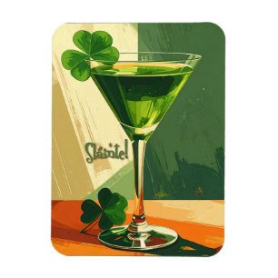 Magnet Flexible Mid Century Modern Martini Shamrock Sláinte!