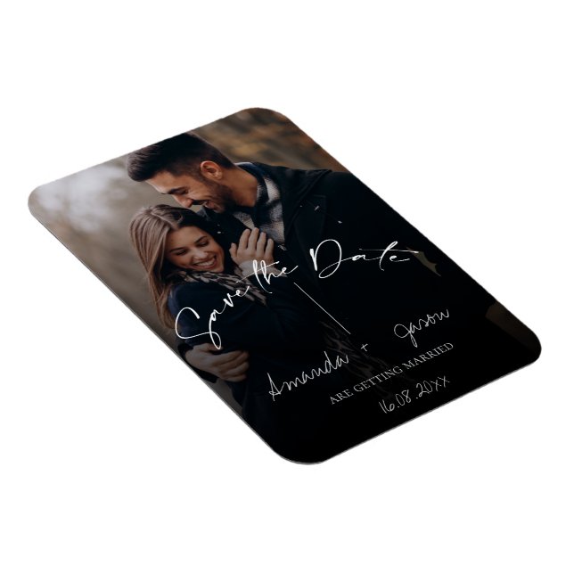 Magnet Flexible Migner Texte superposer Monogramme Deux Mariage ph (Côté Droit)