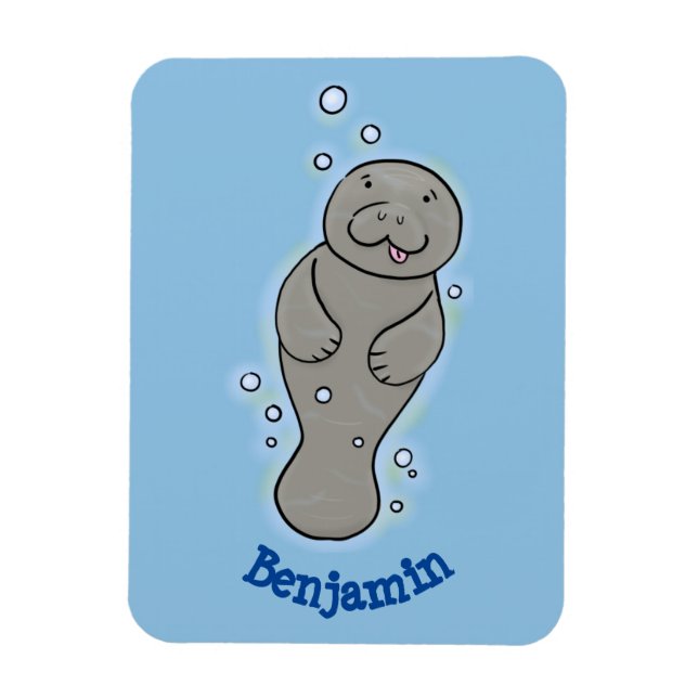 Magnet Flexible Mignonne manatée bébé avec bulles illustration (Vertical)