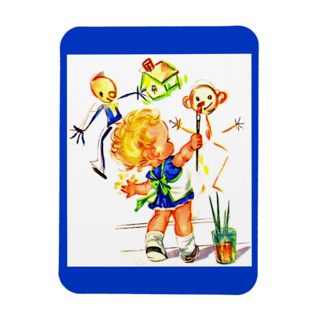 Magnet Flexible mignonne petite fille peinture sur le mur (Vertical)