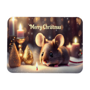 Magnet Flexible Mignonne souris fête Noël -